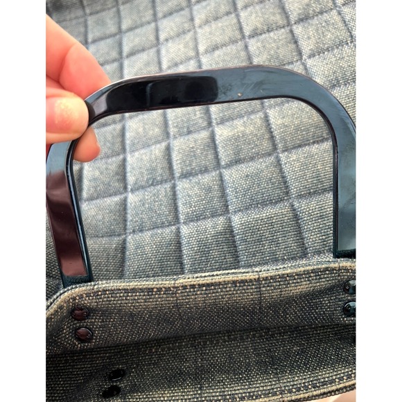 CHANEL Chocolate Bar Hand‎ Ladies Hand Bag 6th Series Denim Blue Vintage - Picture 12 of 12